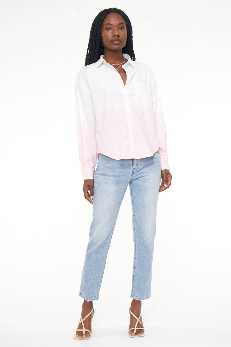 Sloane Oversized Button Down Shirt - Rose Dip Dye