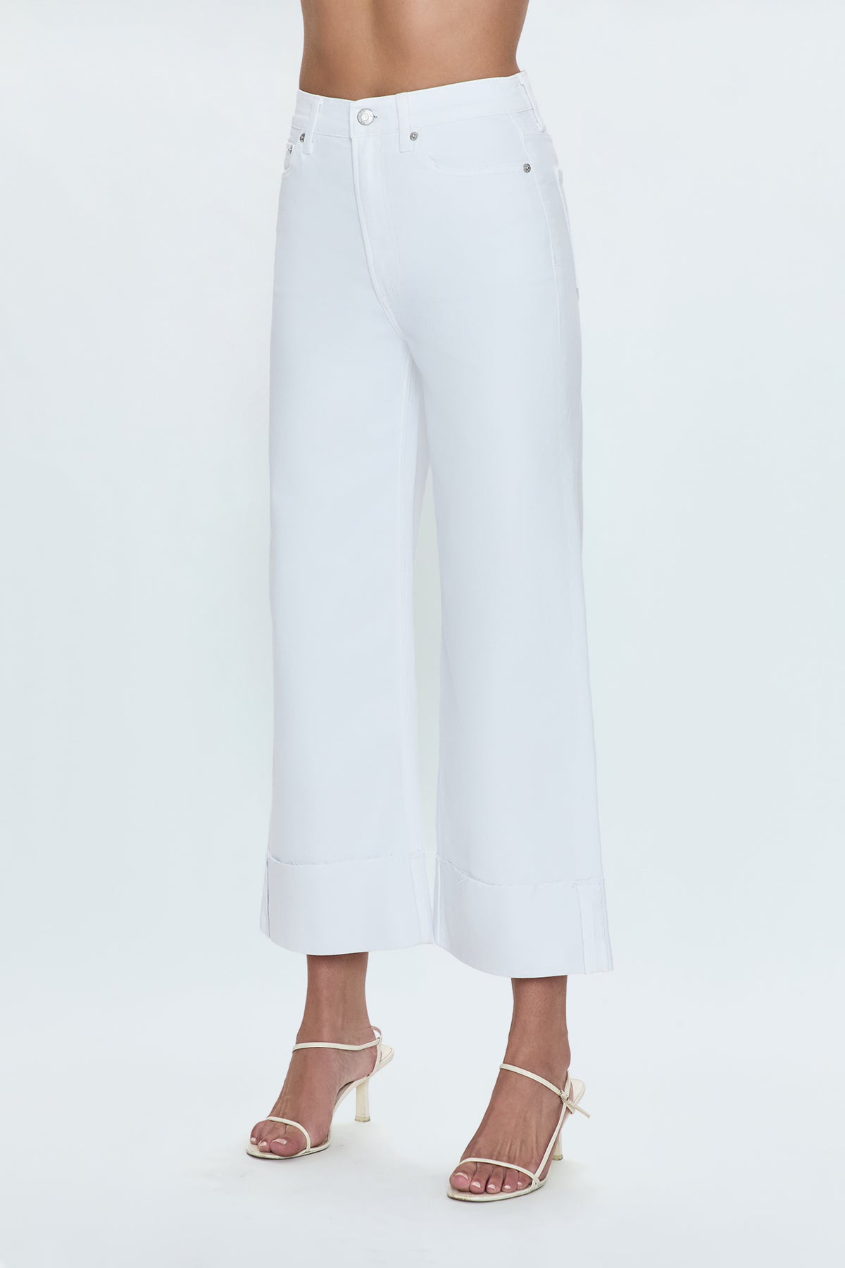 Lana Crop Cuff High Rise Ultra Wide Leg- Vivid White