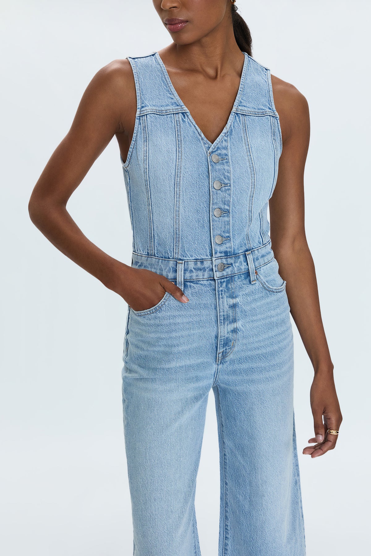 Aria Cropped Fitted Vest Jumpsuit - Priority