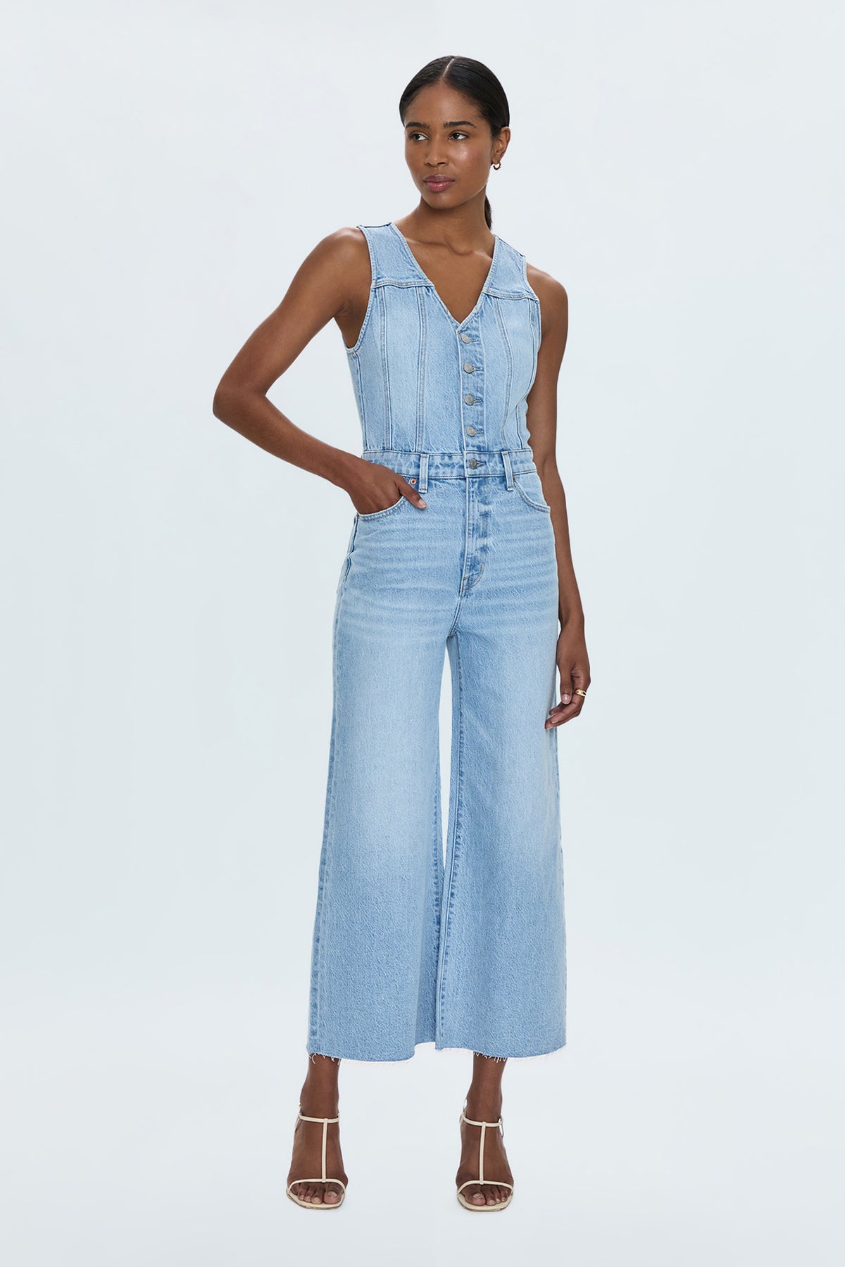 Aria Cropped Fitted Vest Jumpsuit - Priority