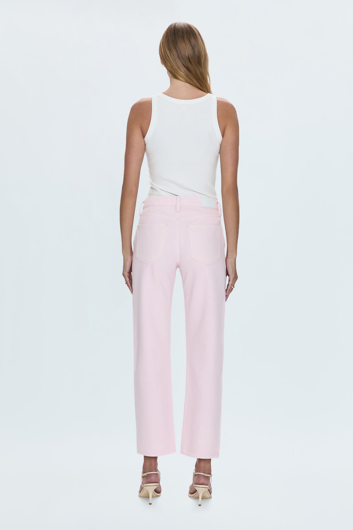 Lexi Mid Rise Bowed Straight Jean - Blush