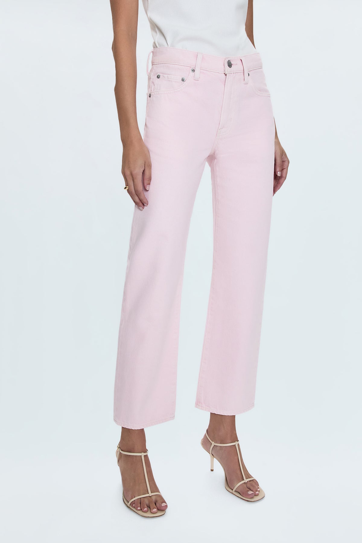 Lexi Mid Rise Bowed Straight Jean - Blush