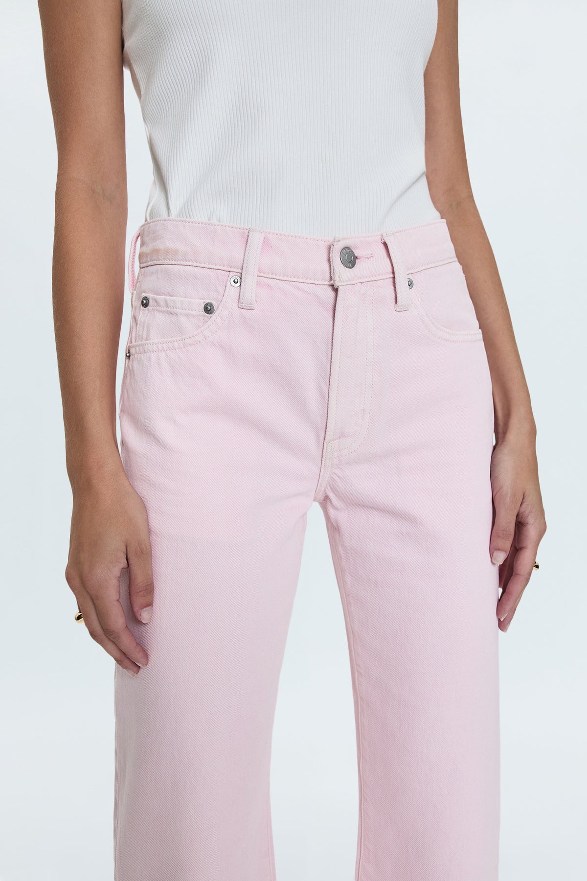 Lexi Mid Rise Bowed Straight Jean - Blush