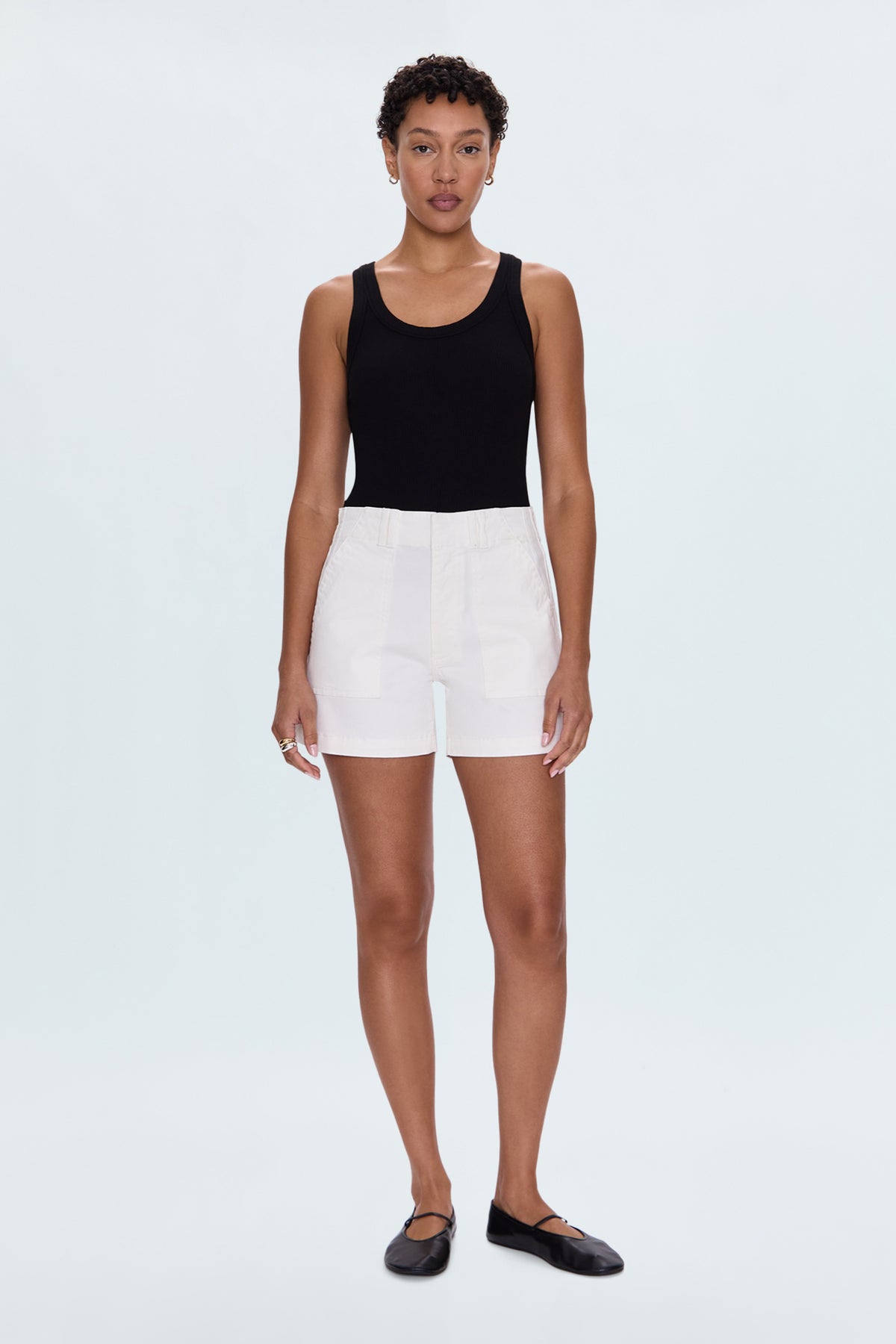 Marissa High Rise Utility Short - White