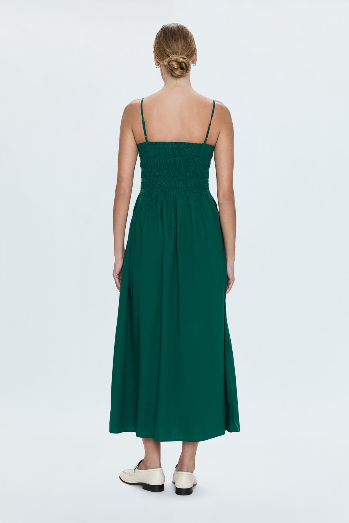 Bianca Shirred Bodice Dress- Emerald