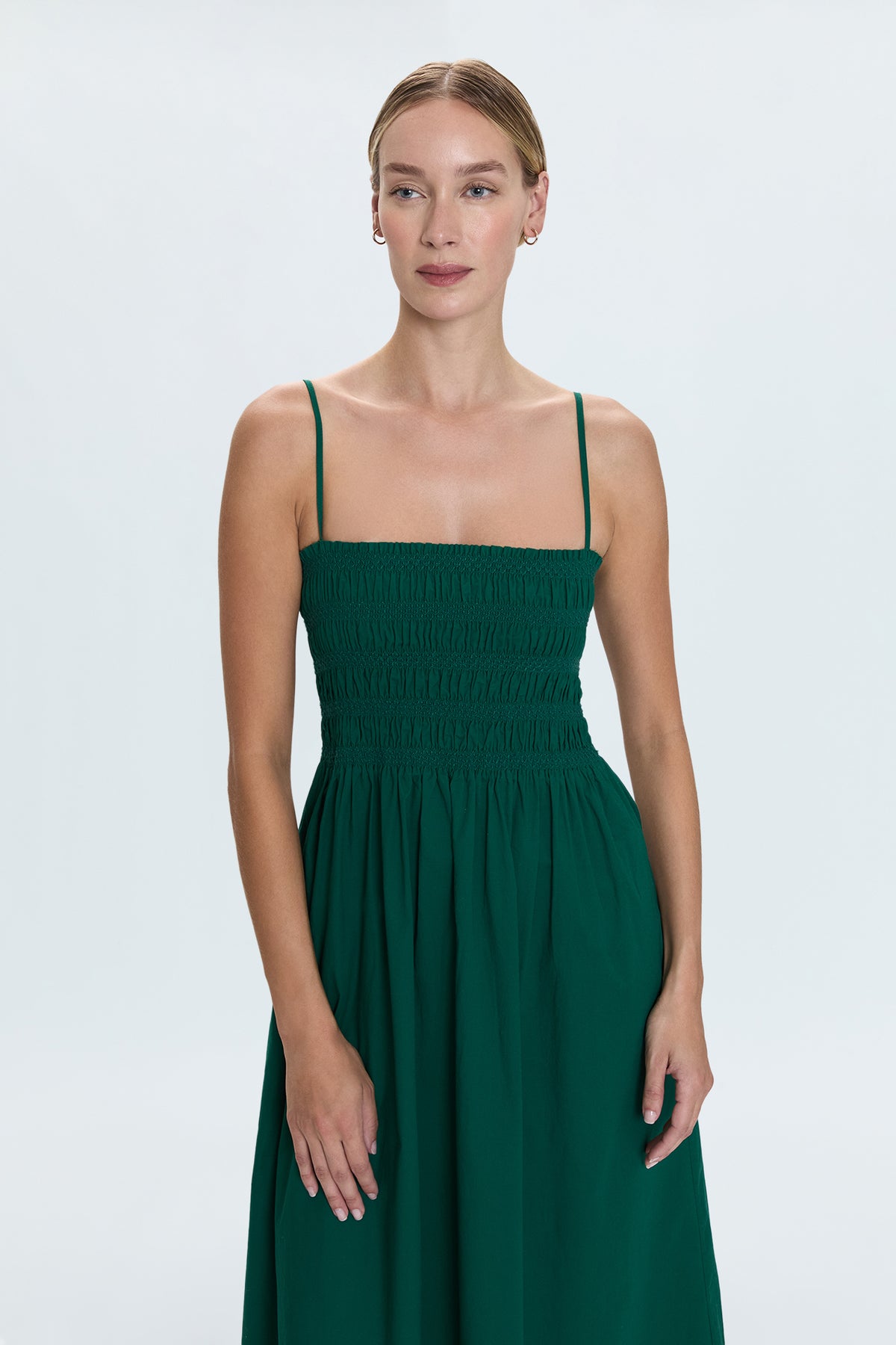 Bianca Shirred Bodice Dress- Emerald