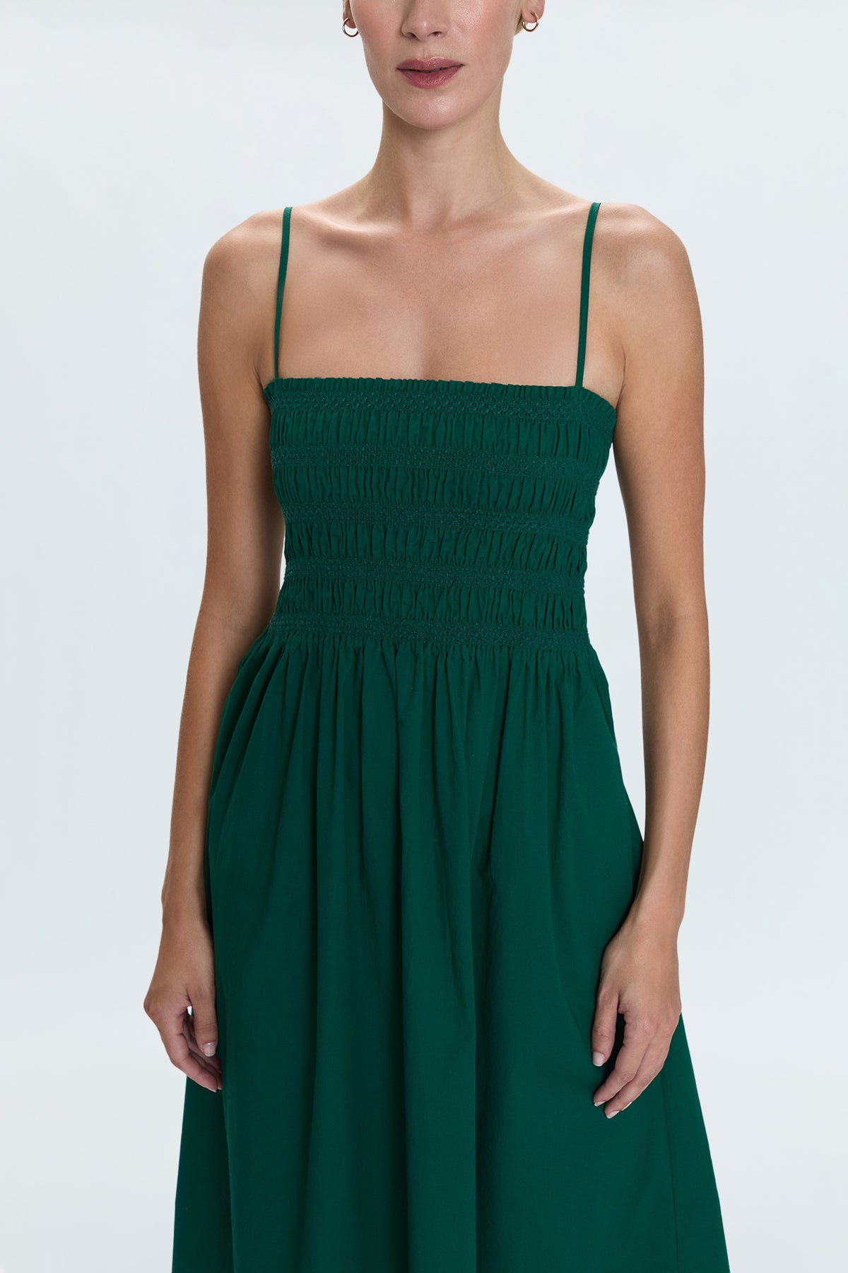 Bianca Shirred Bodice Dress- Emerald