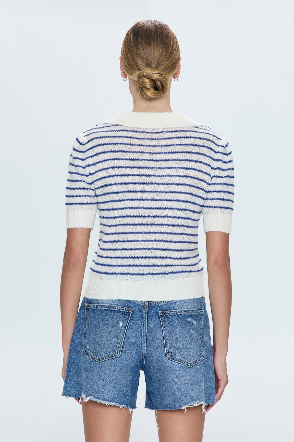 Billie Pleat Sleeve Polo- Maritime Shell Strip