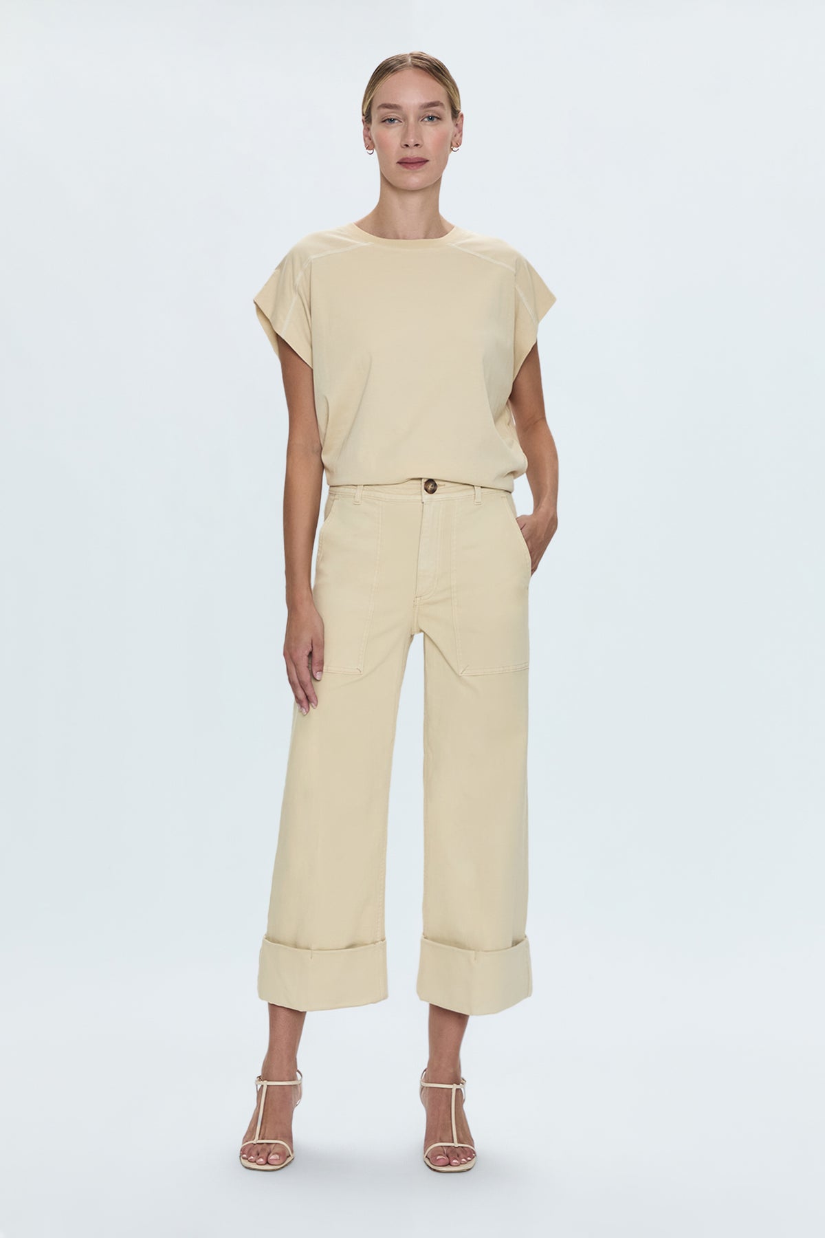 Maya Cuffed Hem Wide Leg Pants- Custard Yellow