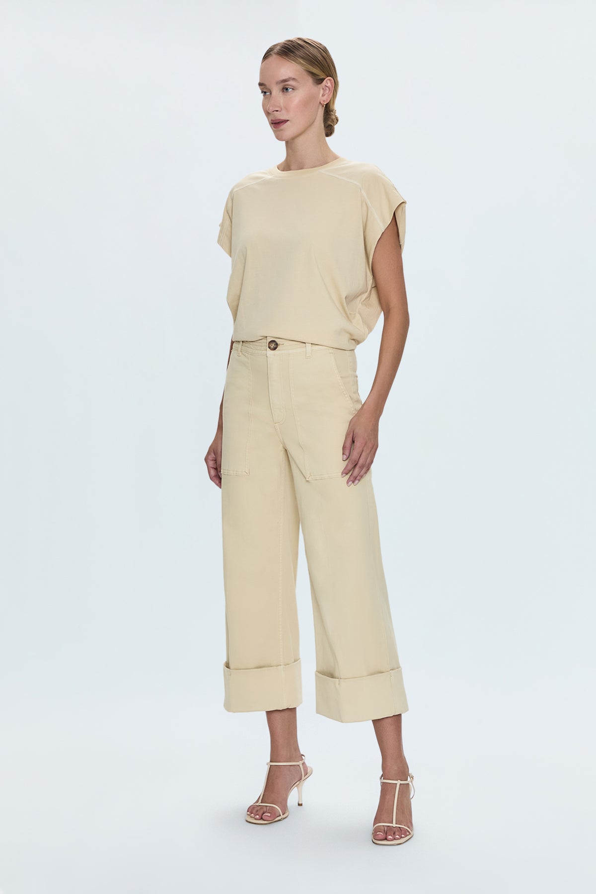 Maya Cuffed Hem Wide Leg Pants- Custard Yellow