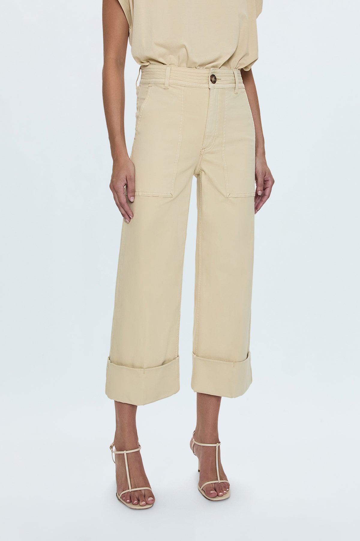 Maya Cuffed Hem Wide Leg Pants- Custard Yellow