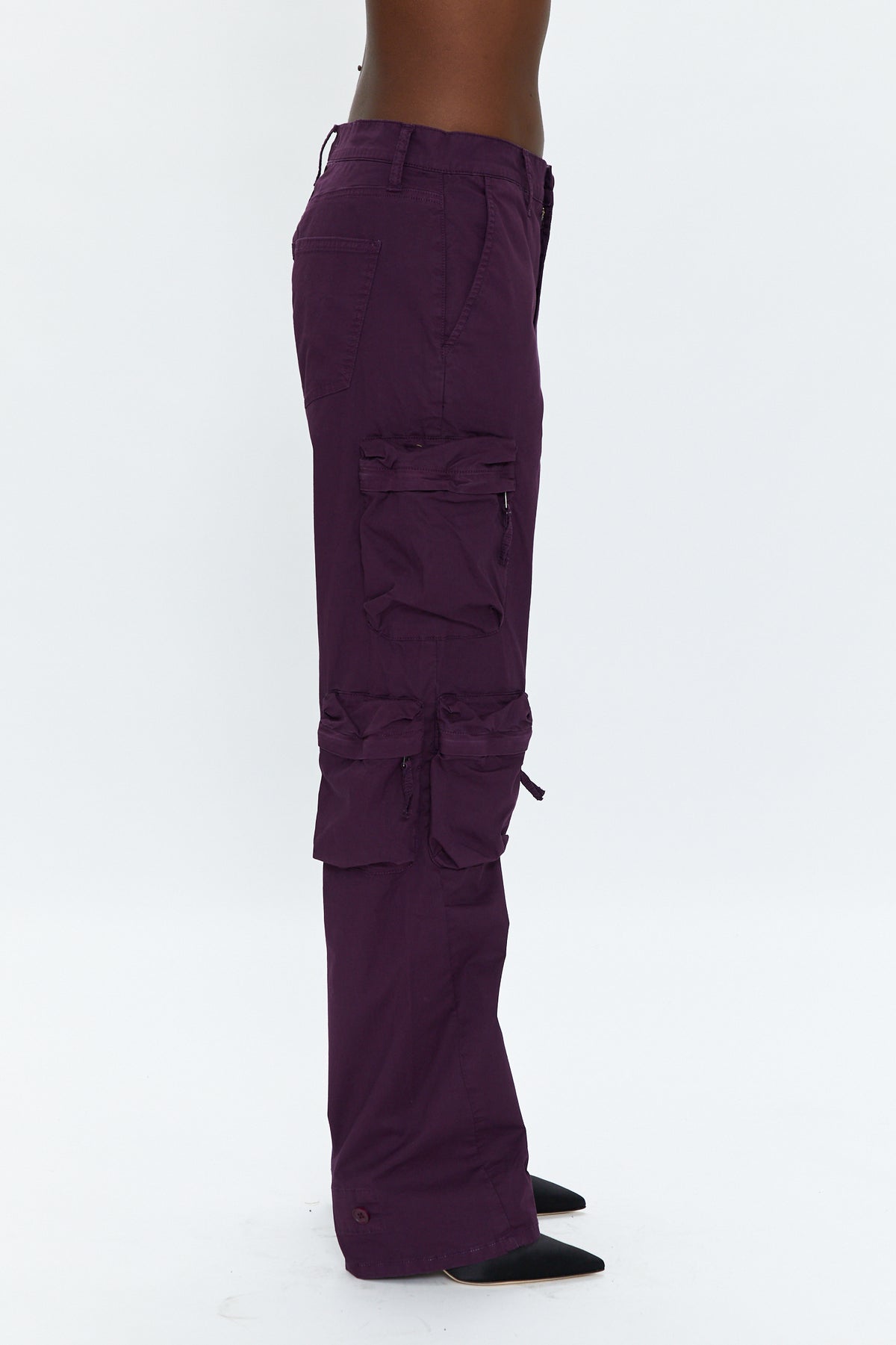 Bobbie Mid Rise Loose Straight Cargo - Washed Aubergine