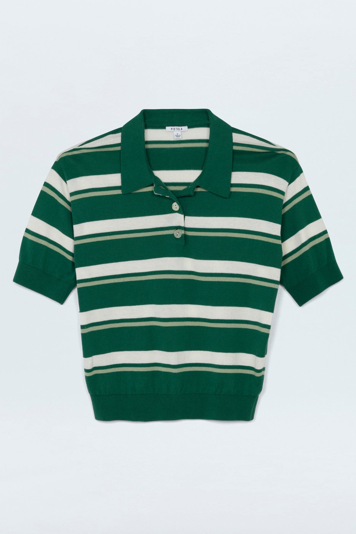 Drea Cropped Polo- Emerald Stripe