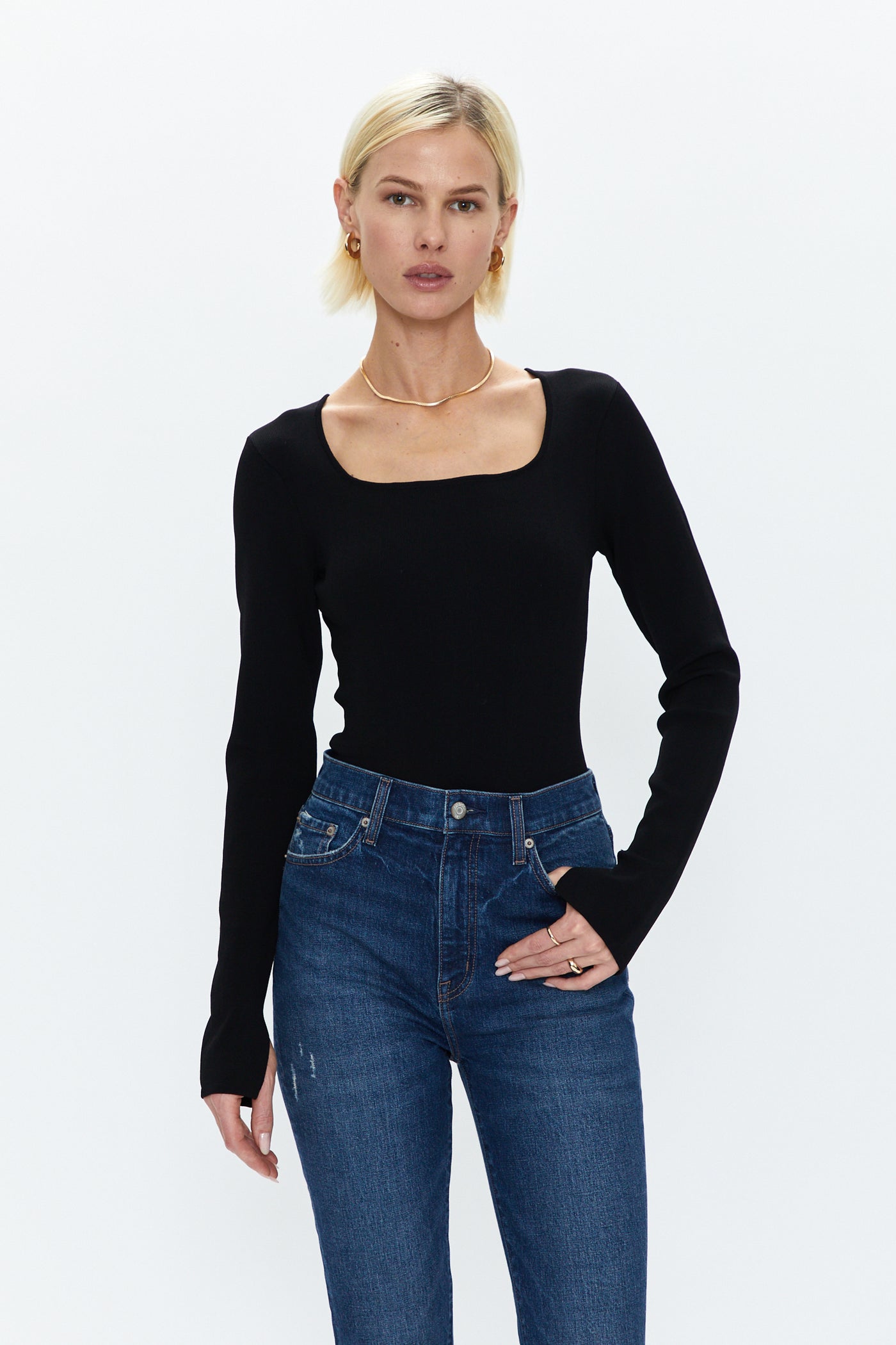 8 By YOOX JERSEY L/SLEEVE ROLL-NECK THONG BODYSUIT