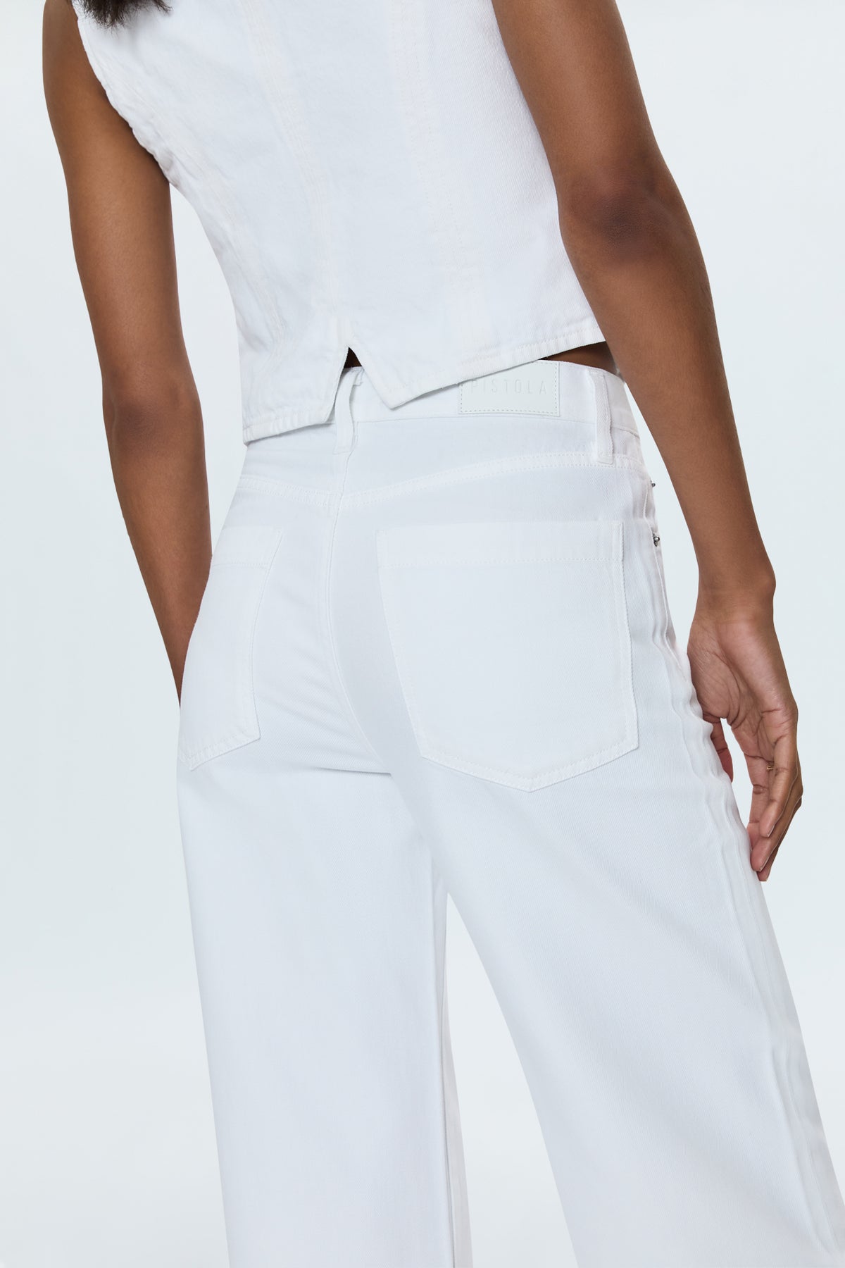 Jadyn Low Slung Palazzo Jean - Vivid White