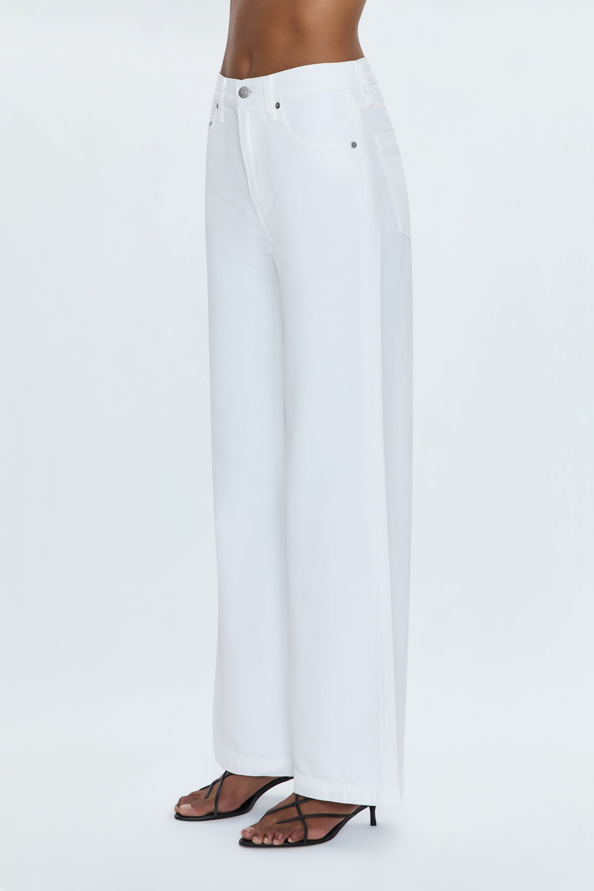 Jadyn Low Slung Palazzo Jean - Vivid White