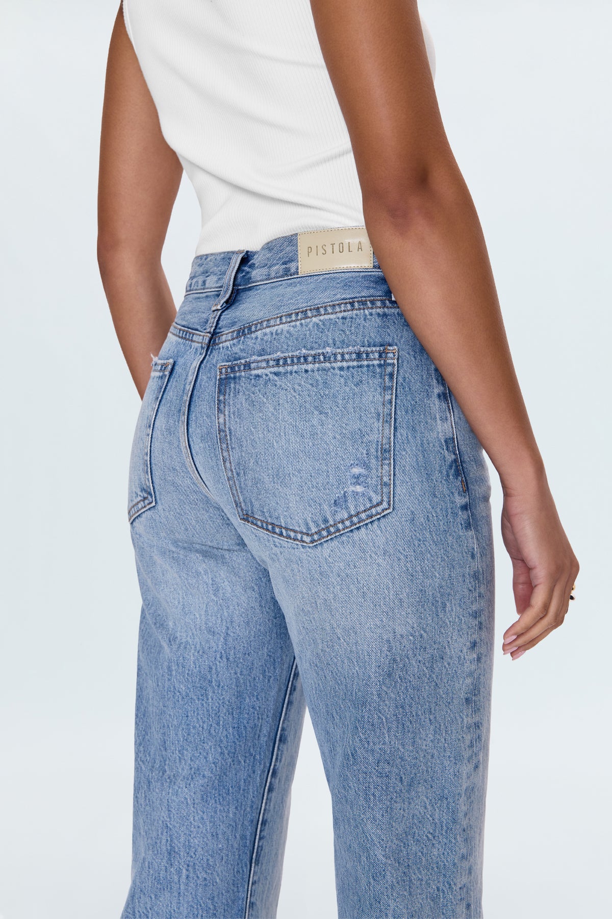 Lexi Mid Rise Bowed Straight Jean - Bowie