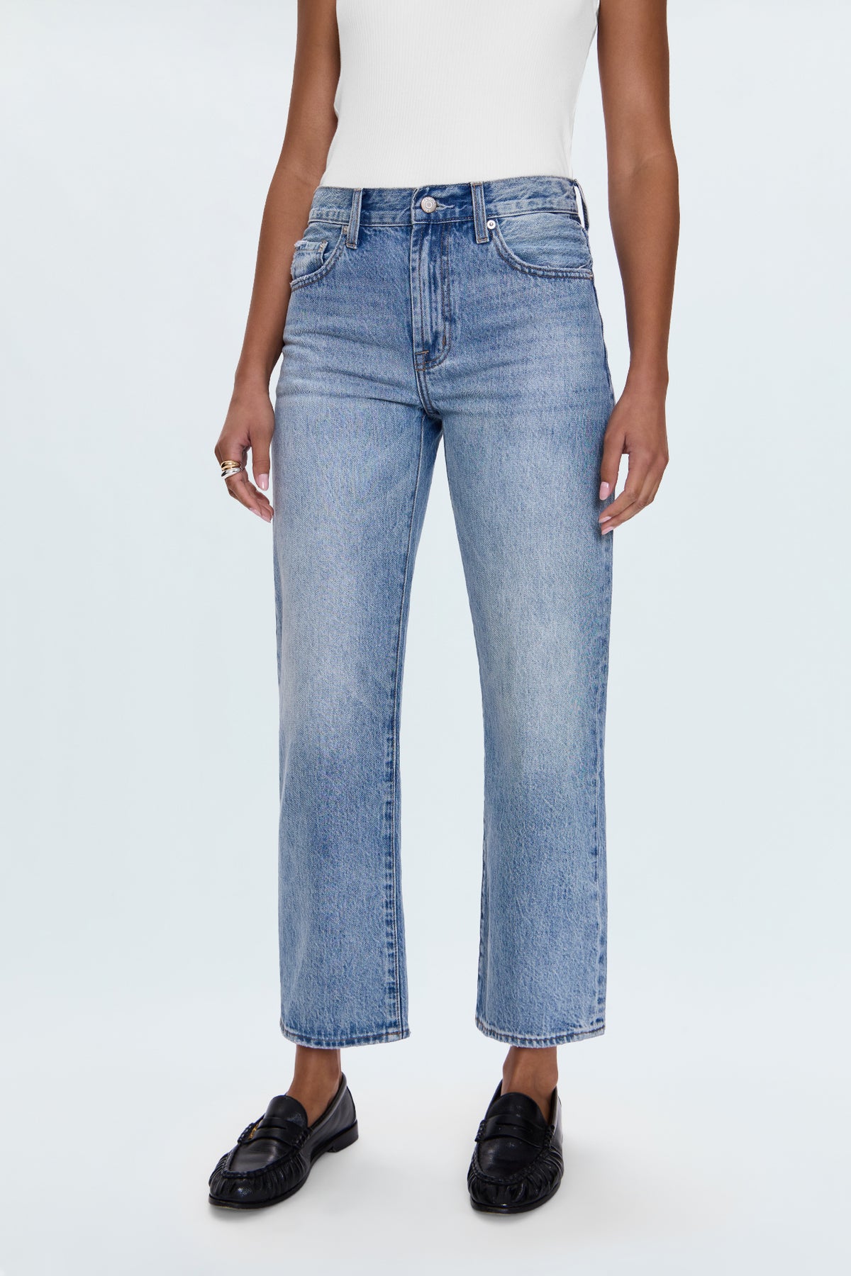 Lexi Mid Rise Bowed Straight Jean - Bowie