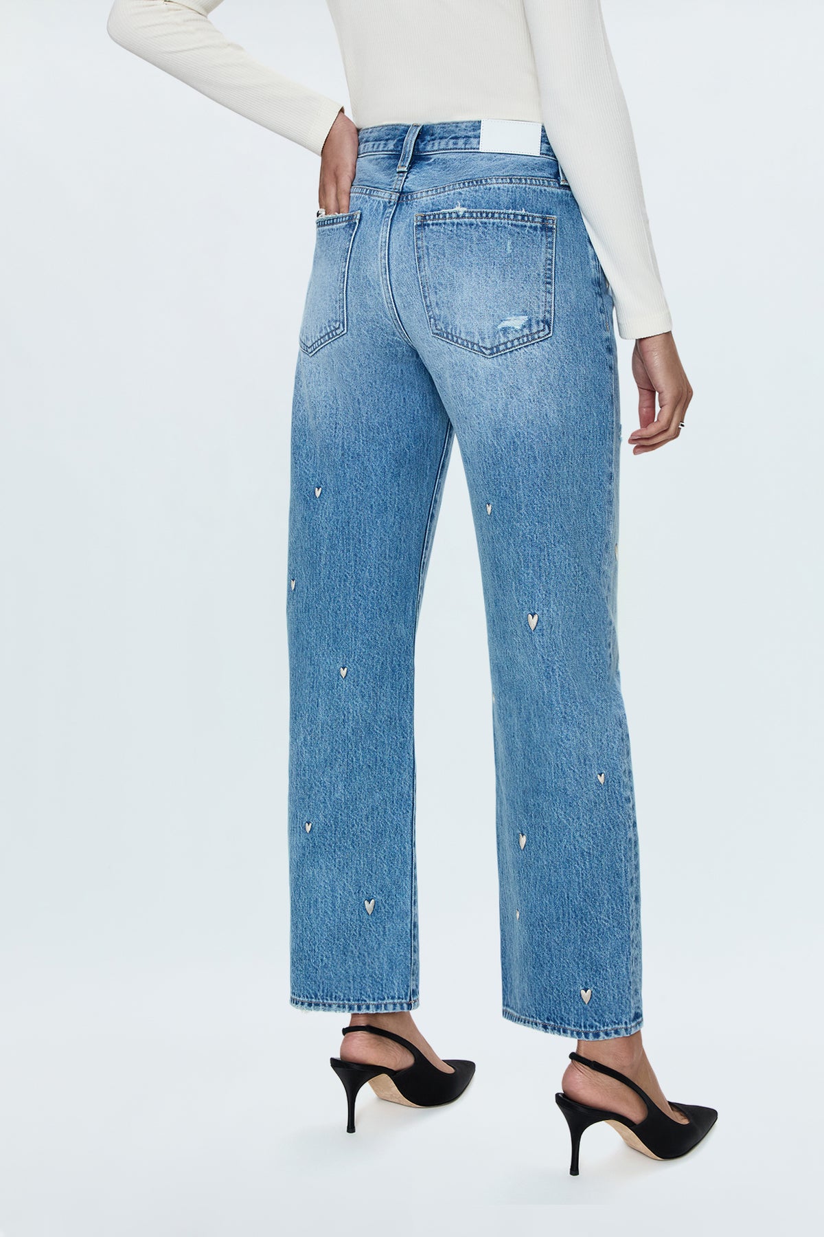 Lexi Mid Rise Bowed Straight Jean - Confetti Vintage