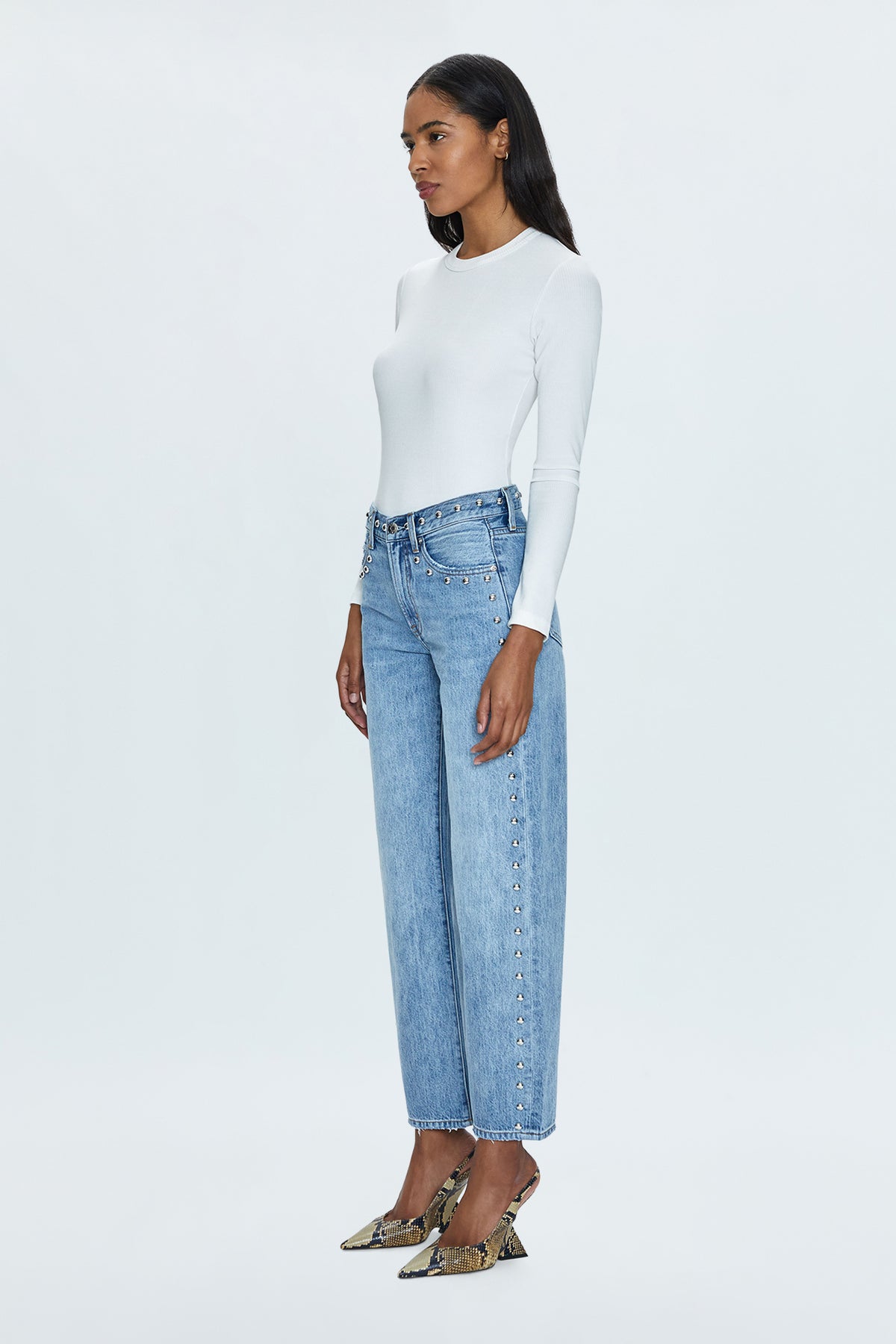 Lexi Mid Rise Bowed Straight Jean - Satellite