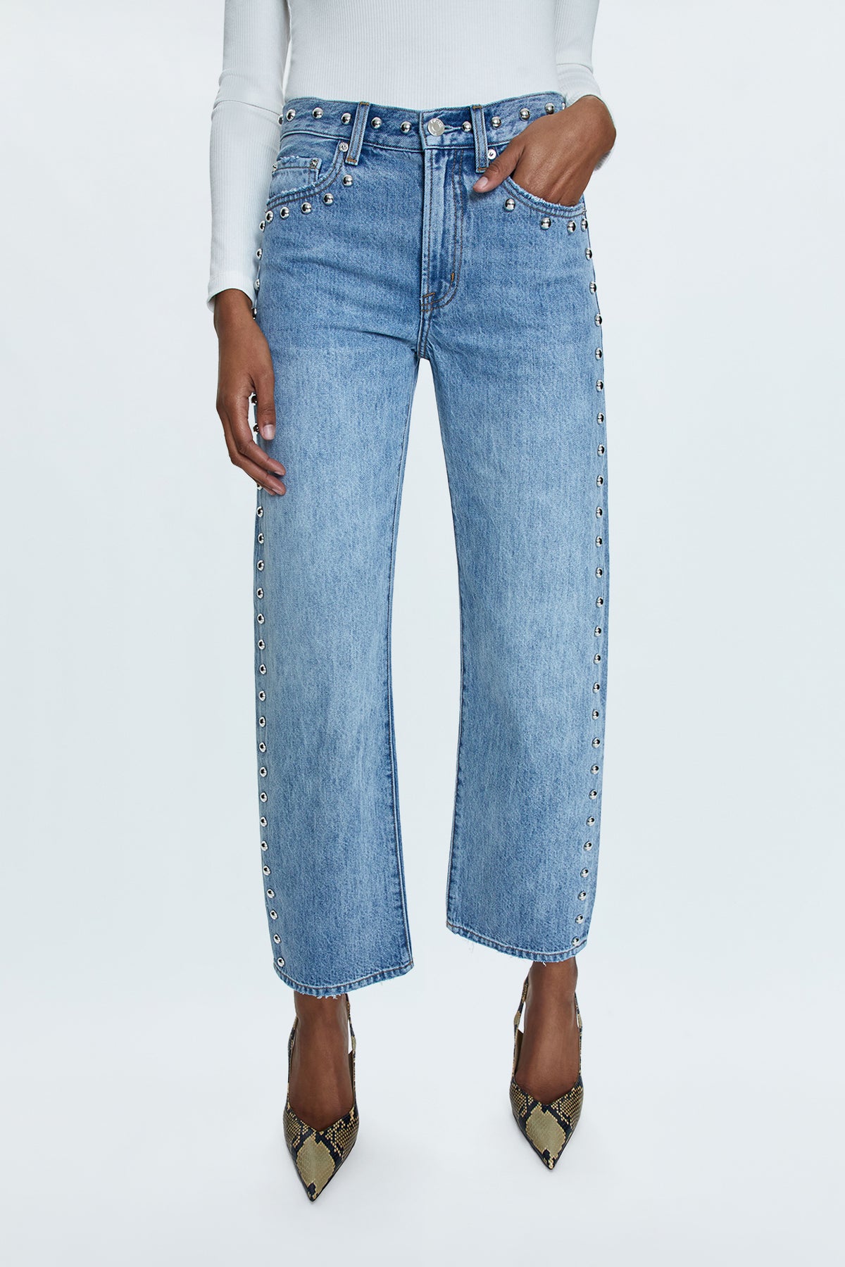 Lexi Mid Rise Bowed Straight Jean - Satellite