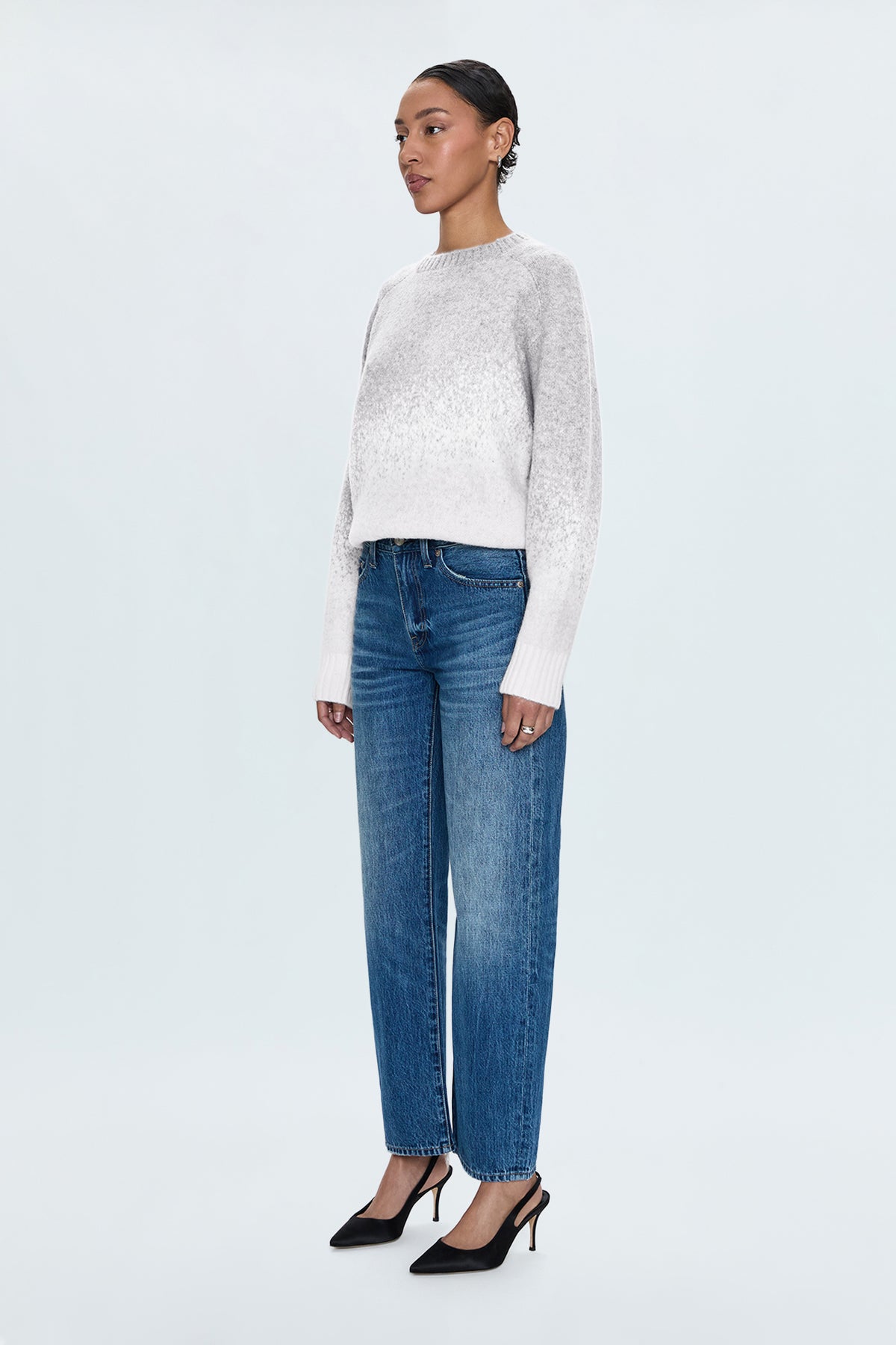 Lexi Mid Rise Bowed Straight Jean - Transcend