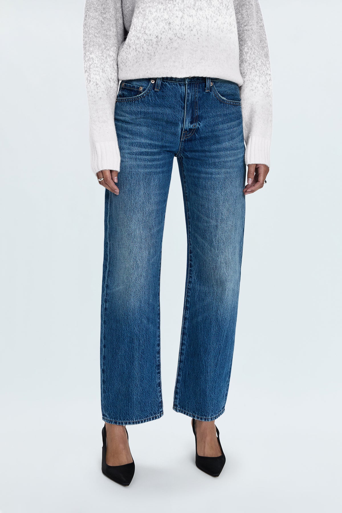 Lexi Mid Rise Bowed Straight Jean - Transcend