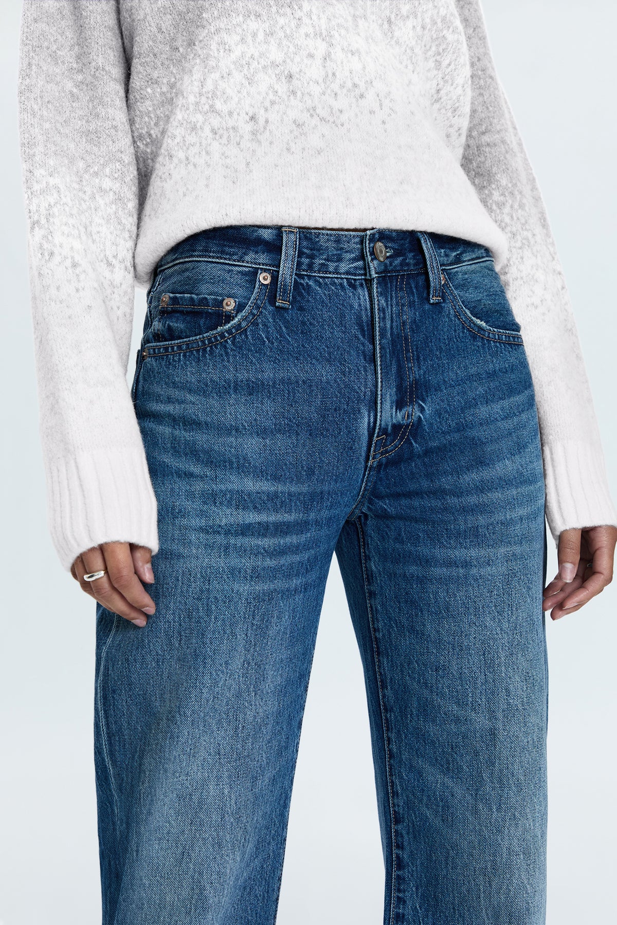 Lexi Mid Rise Bowed Straight Jean - Transcend