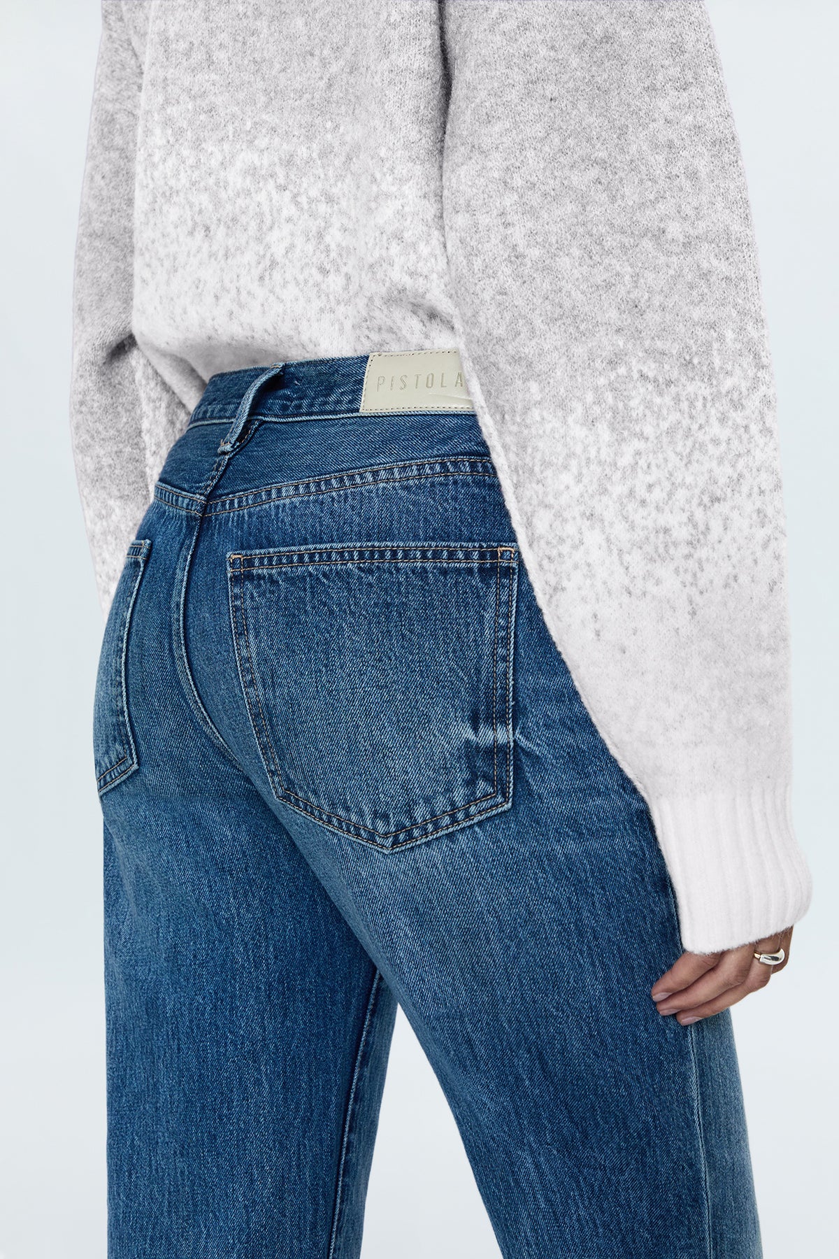 Lexi Mid Rise Bowed Straight Jean - Transcend