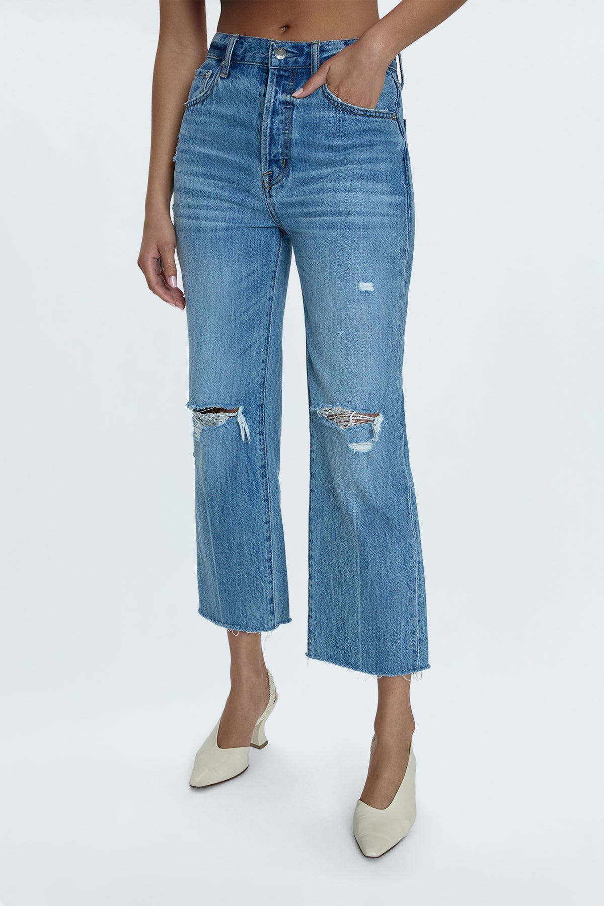 Cassie Super High Rise Straight - Bushwick Distressed