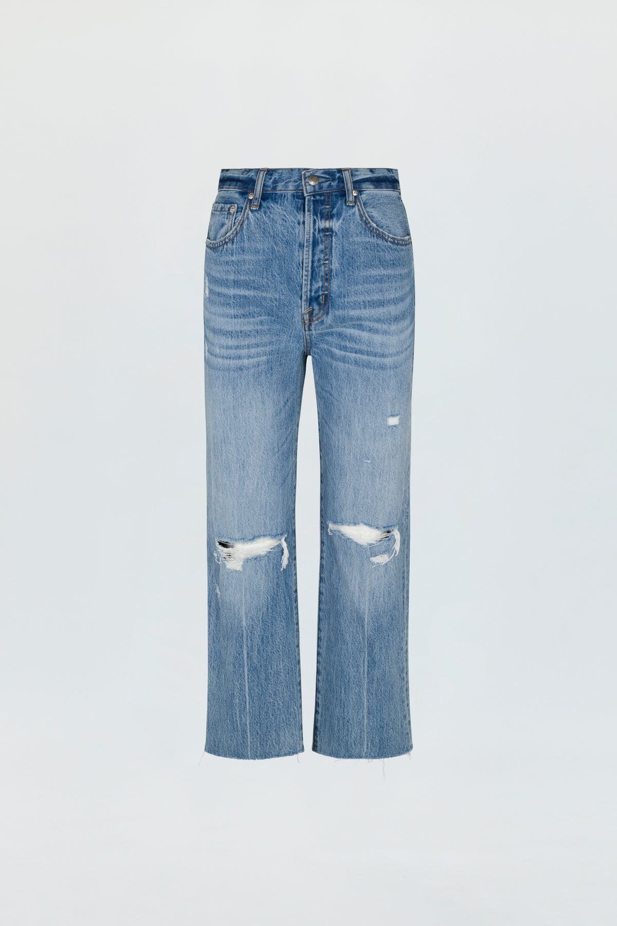 Cassie Super High Rise Straight - Bushwick Distressed