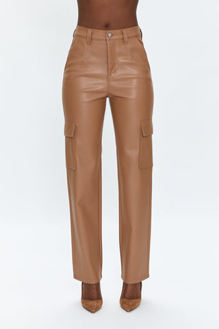 Buy SOSANDAR Faux Leather Cargo Trouser 16, Trousers