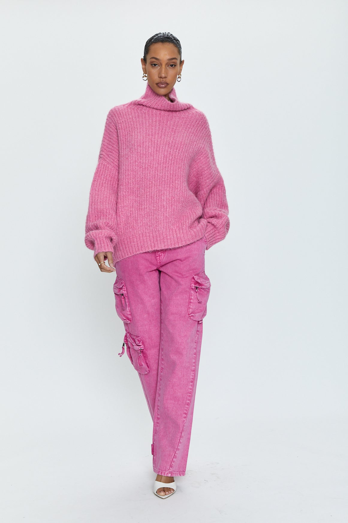 Ashley Turtleneck Sweater - Aurora Pink