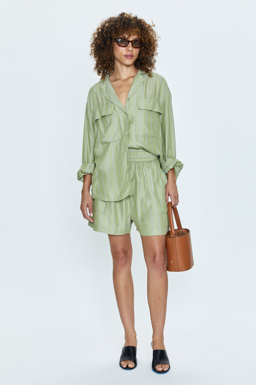 Irene Shirt - Sage Stripe