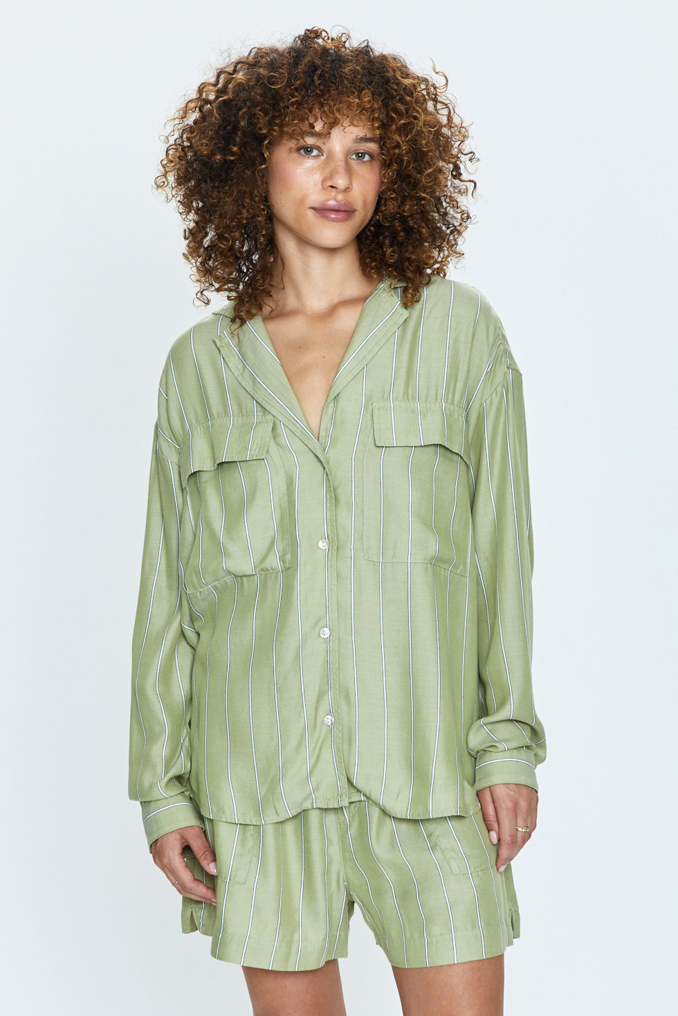 Irene Shirt - Sage Stripe