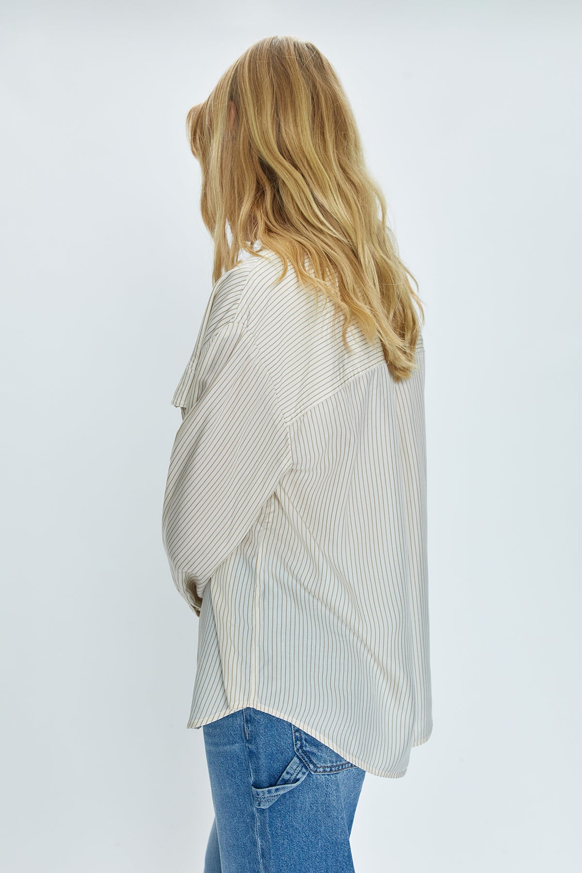 Nellie Oversized Shirt - Tan Pinstripe