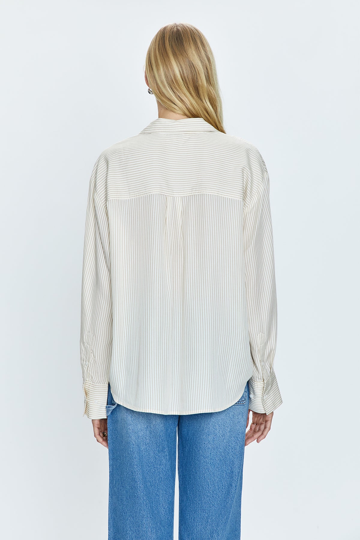 Nellie Oversized Shirt - Tan Pinstripe