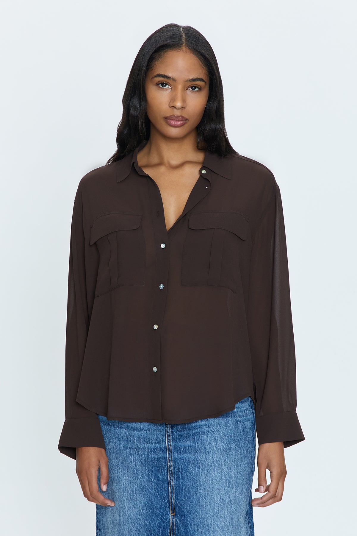 Reese Sheer Shirt - Dark Roast