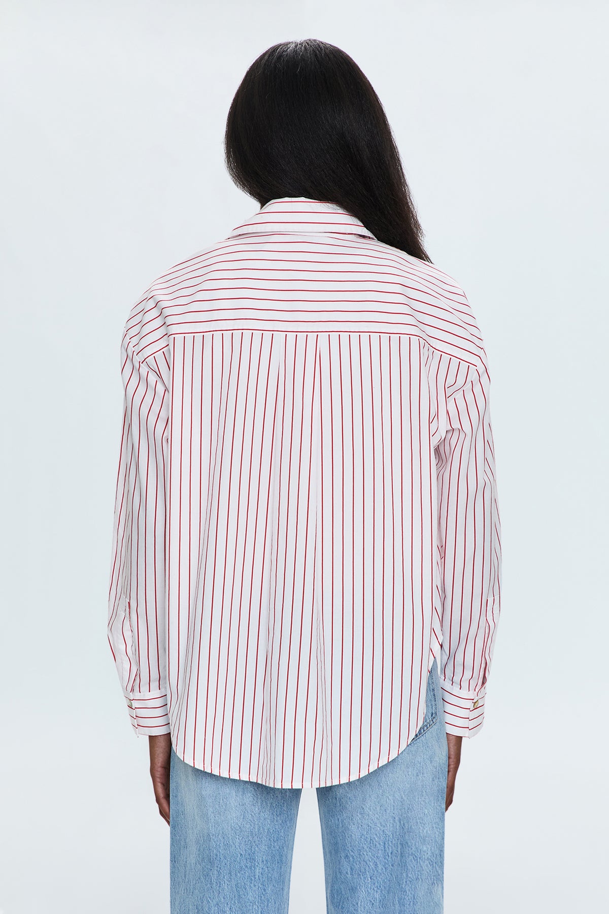 Samantha Oversized Button Up Shirt - Ruby Stripe