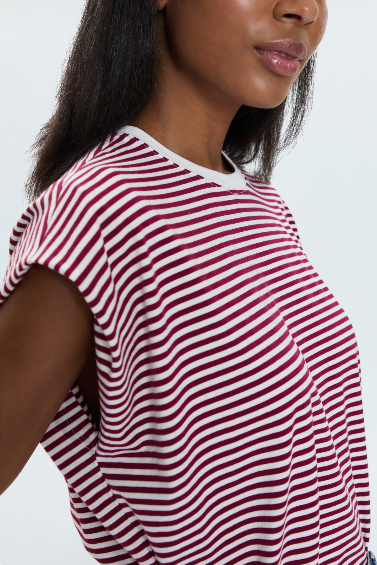 Trina Muscle Tee - Sangria Stripe