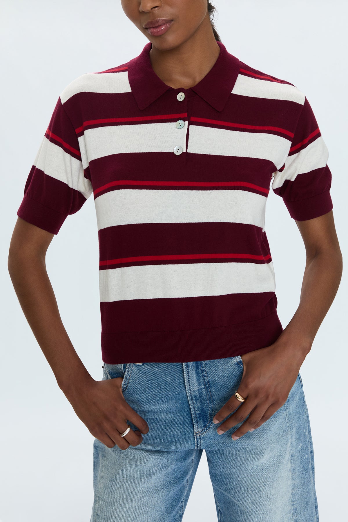 Drea Polo - Ruby Sangria Stripe