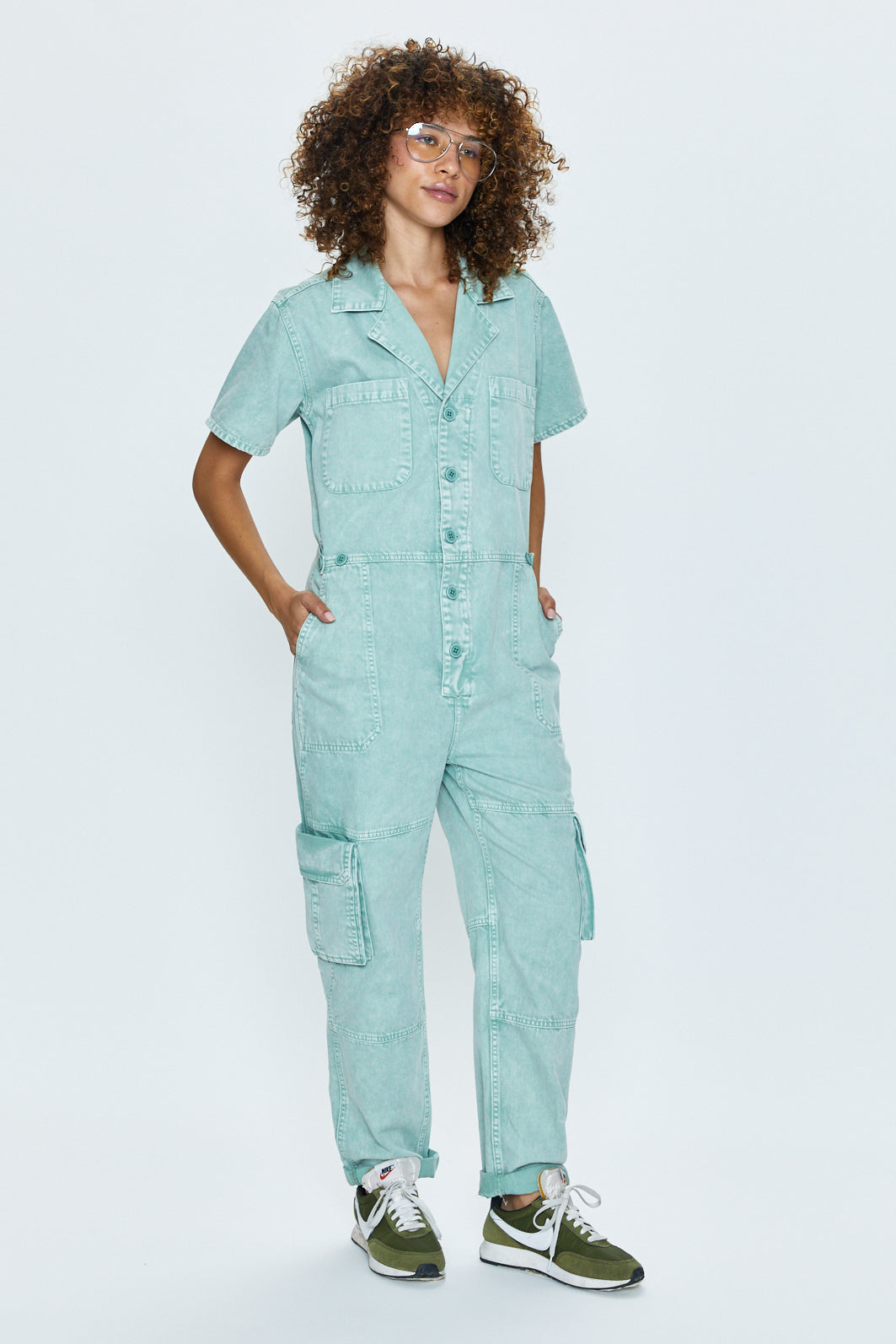 Grover Cargo Jumpsuit - Aloe Snow