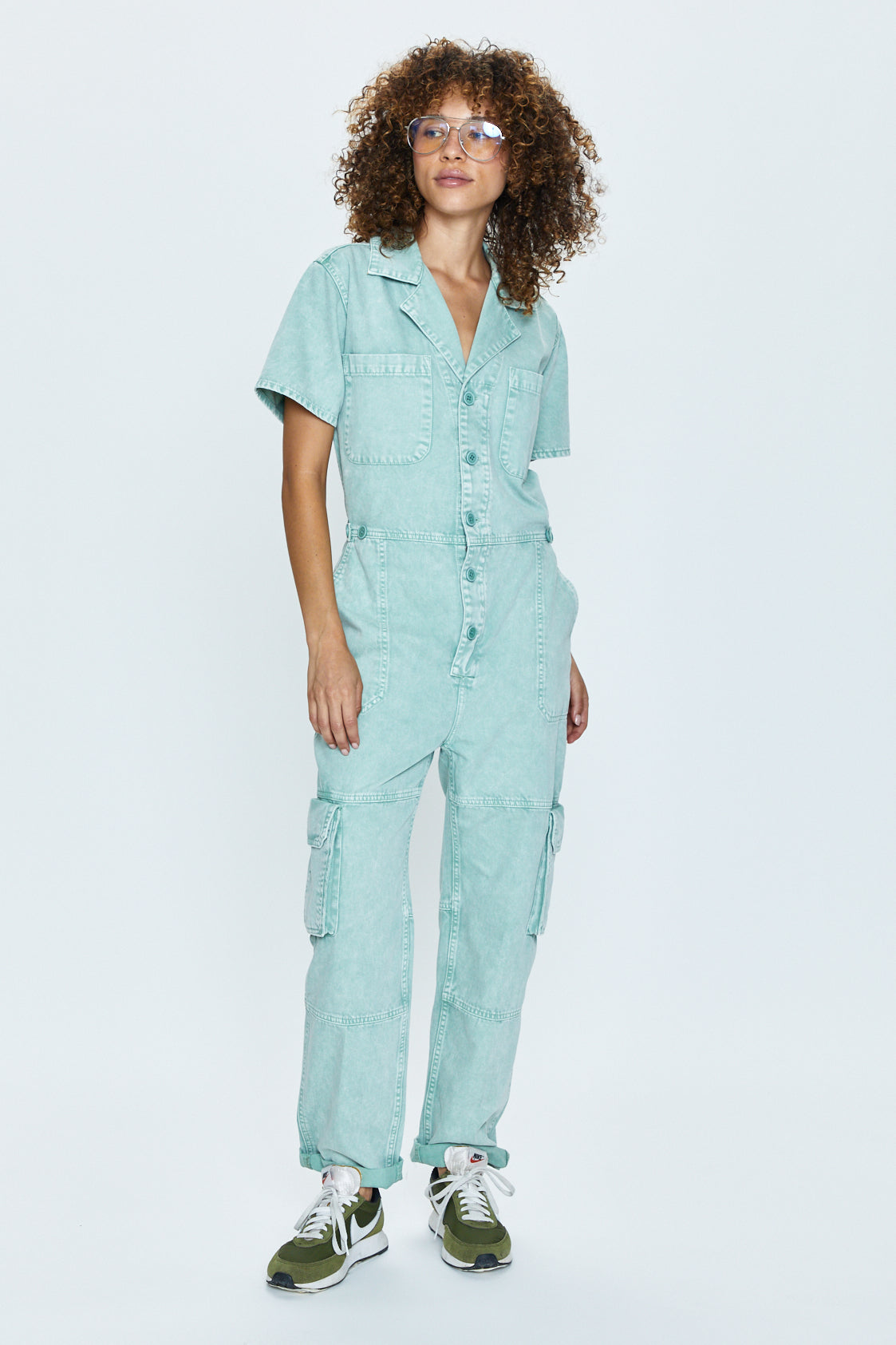 Grover Cargo Jumpsuit - Aloe Snow