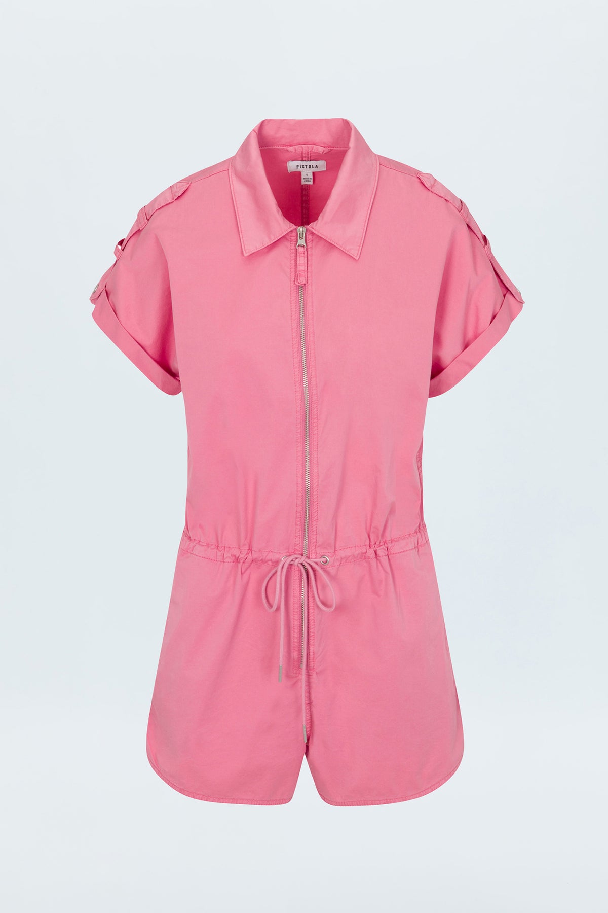 Meg Zip Front Romper  - Flamingo