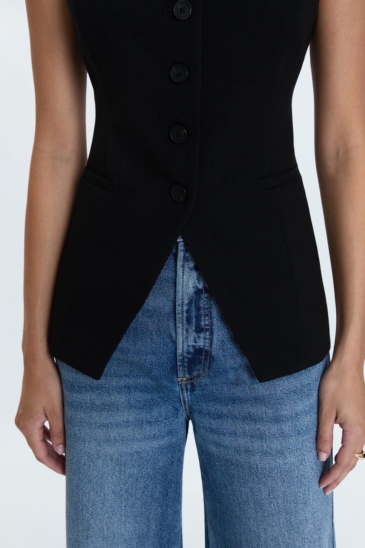 Lila Fitted Vest - Black