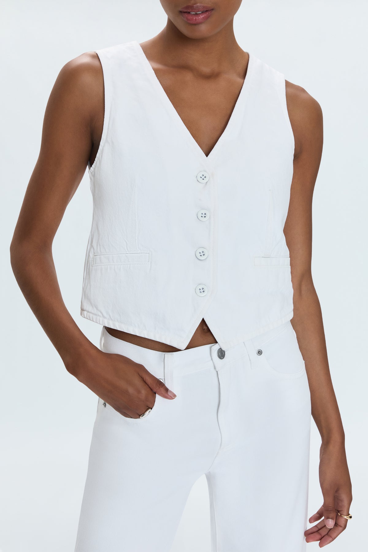 Vero Denim Vest - White