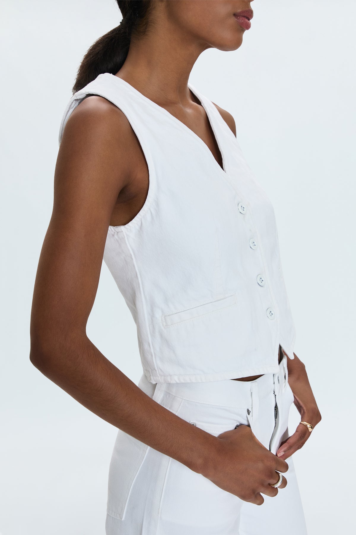 Vero Denim Vest - White