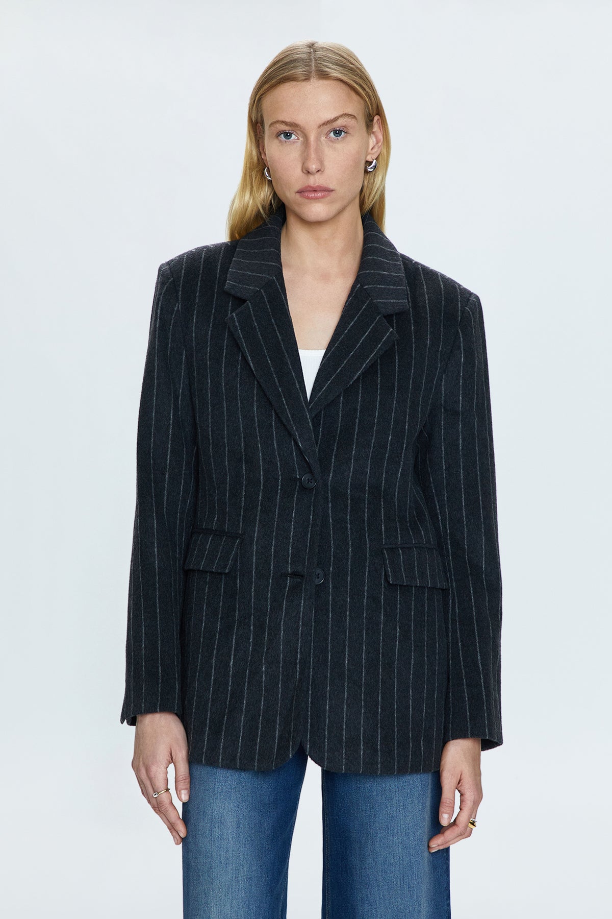 Jane Oversized Blazer - Charcoal Stripe