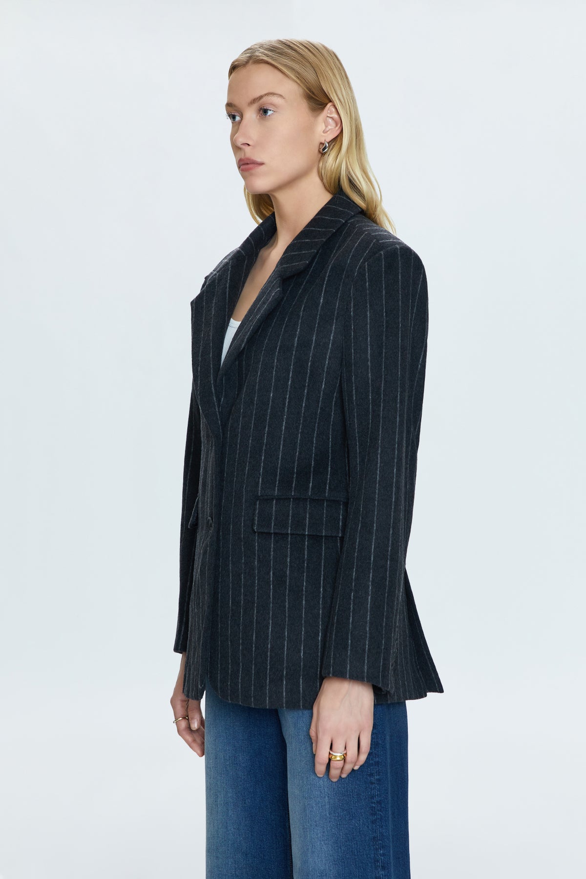 Jane Oversized Blazer - Charcoal Stripe