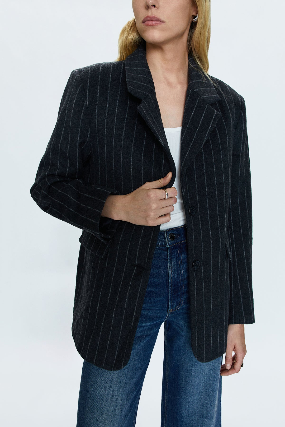 Jane Oversized Blazer - Charcoal Stripe